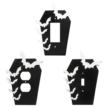 Украса за Хелоуин H7EA, черни акрилни ключове, панел с призрачно дизайн, на фона на декор за рожден ден