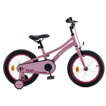 Флип-под наем за момчета и момичета, 16 инчов Велосипед с тренировочными колела, розов