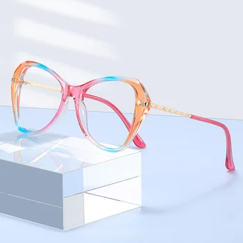 Цвят на дъгата, Нови Анти-сини Очила, Дамска мода, Индивидуалност, Плоска стъклена дограма, Удобни очила за обучение на работното място за компютър