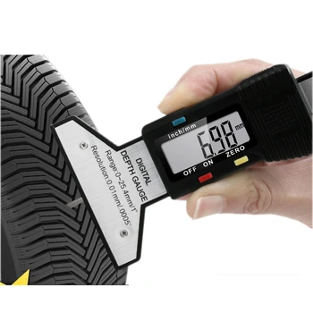 Цифров измерител на дълбочината на протектора 0-25 Мм, измервателна линия, инструмент за измерване на налягане в превозното средство, инструмент за измерване на безопасността на гумите, електронен инструмент