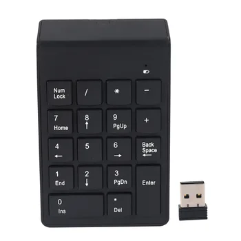 Цифрова клавиатура, 18 безжични USB-клавиатура с цифрова клавиатура и 2.4 G Mini USB цифров tv приемник за вашия лаптоп, настолен КОМПЮТЪР, лаптоп - черен