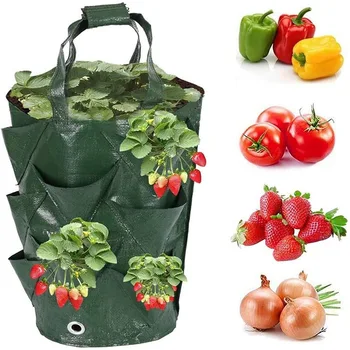 Чанта за подвесного саксията с ягоди, цветя в контейнер с ягоди, чанта за засаждане на ванилия, саксия за растения обем 3 литра, Градински ягоди B