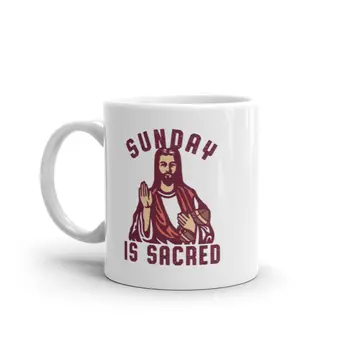 Чаша за Sunday Е Свято, Забавна футболен Исус, Графична новост, чашата за Кафе