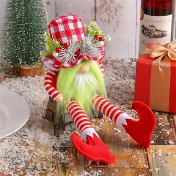 Червена коледна кукла-фея, Коледна кукла с дълги крака, подвесное украса, Коледна парти, Детски подарък играчка, Стоки за декорация на дома 2023