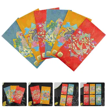 Червени Ретро Ретро пликове Китайски Хартиен паричен торба Късмет 2024 Стил Коледни пари Ретро Ретро Ретро пликове