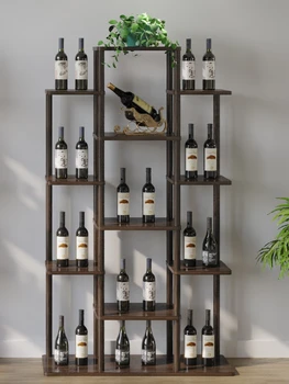 Червено вино рафтове стелажи за съхранение на малък домашен винен шкаф вино решетка бар багажник за изложбата на стоки вино украса просто от масивна дървесина от стената