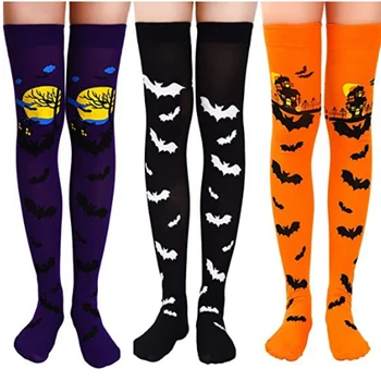 Чорапи с бухалка за Хелоуин, чорапи над коляното с паяжини, Фестивал на призраци, Мъртва парти Трик или лечение, Честит Ден на Хелоуин, Любим
