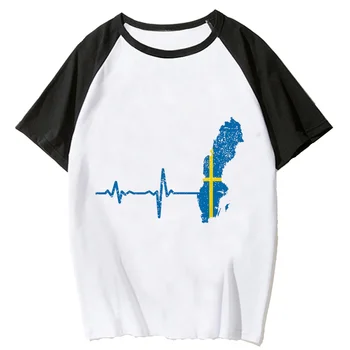 Шведската тениска дамски забавно градинска облекло, тениски в стил манга, облекла в стил харадзюку за момичета