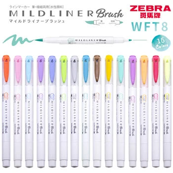 Японски маркер ZEBRA WKT8 Original Mildliner с двоен фитил (четка + малък) subrayadores fluorescentes Marker За ръчно маркиране