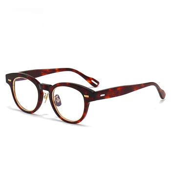 Японски ниша ретро-тенденция прости мъжки слънчеви очила за недалновидна пресбиопия, авангард овални очила в рамка, ръчно изработени, висококачествени очила