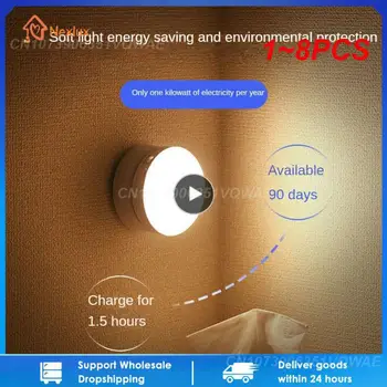 1 ~ 8 Бр. Led нощна светлина USB Зареждане Сензор за Движение Кръгли Енергоспестяващи Led Лампи За Спалня Управление на Звук/Светлина За Коридор на Дома
