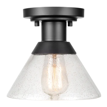1-Лампа матово черен цвят за външен монтаж вълни с абажуром от прозрачно стъкло, крушка с нажежаема жичка в комплект, 44621
