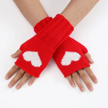 1 чифт зимни варежек, вълнени плетени калъф за ръкавици с накладным ръкав на полпальца, защита на китката, къси ръкавици, топли обикновена еластични ръкавици