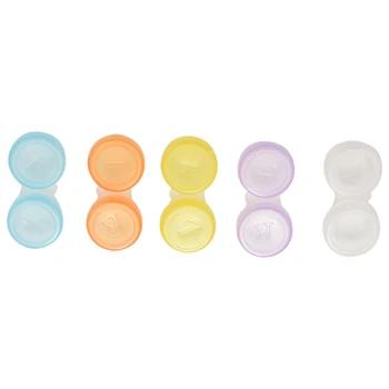 10 носене на контактни лещи - калъфи за съхранение с цветни маркировками L и R, различни цветове (многоцветни)