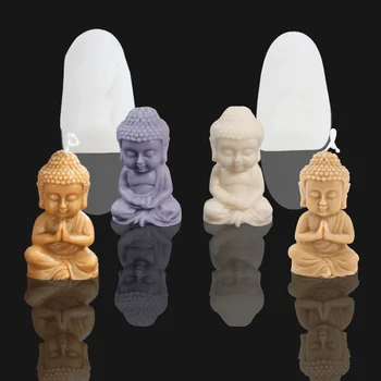2 Броя Мини Статуя на Буда, Форма за Свещи, 3D Форма за Медитация Буда, Силиконова Форма за Направата на Свещи, Калъпи Сапун от Смола, Соев Восък, Декоративни