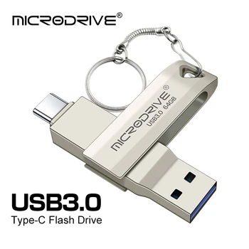 2 в 1 OTG USB-C флаш памет Метална Memory Stick Usb 3.0 флаш диск, 64 GB, 128 GB, 256 Г USB3.0 Двойна C стик Безплатна доставка