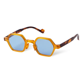 2023 Квадратни слънчеви очила за мъже и жени, фирмен дизайн, Ретро, черни, сини лещи, мулти фасетиран слънчеви очила
