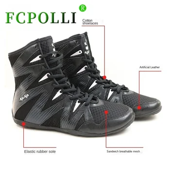 2023 Нова Борцовская обувки за мъже, Черни боксови обувки, Мъжки Дишащи спортни обувки, Мъжки Маркови дизайнерски боксови обувки за мъже
