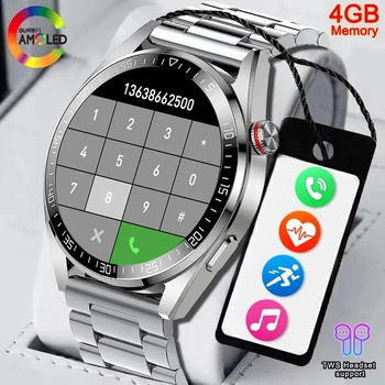 2023 Нови Мъжки Смарт часовници AMOLED с пълен сензорен екран, които се показват винаги време, Bluetooth-предизвикателство, 4 GB Смарт часовници За Huawei Samsung