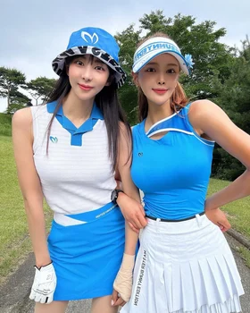 2023, оригинална дамска риза за голф с ревера в Южна Корея, лятна градинска бързосъхнеща трикотажная жилетка от ледената коприна