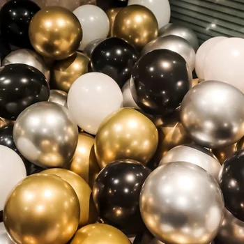 50шт 10-инчов Златисто-Сребърна топка с конфети, Метални Латексови балони За рождения Ден, украса за парти в чест на рождения Ден, Сватбен декор, балон