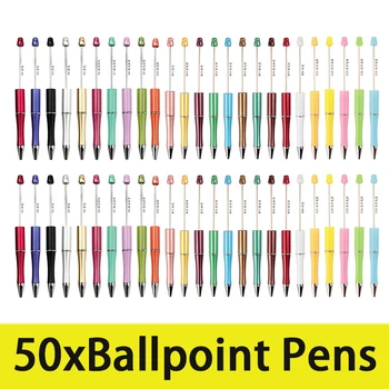 50шт Пластмасова Химикалка химикалка от мъниста Химикалка писалка за студенти Офис Ученически пособия Многоцветни химикалки
