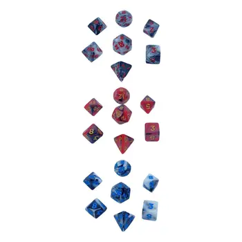 7x Многостранни кубчета, цветни кубчета, набор от игри кубчета за партита, набор от кубчета за десктоп игри