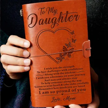 A6 за дъщеря ми, Ретро кожена подарък за деца, Пътен Преносим Дневник, Записная е книга за записите, записная книжка с график, бележник