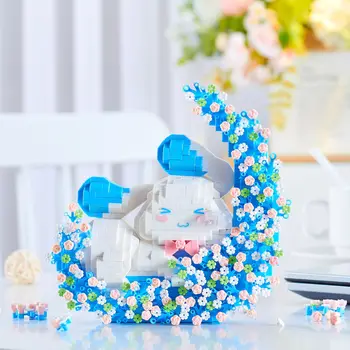 Cinnamoroll Micro Building Blocks Sanrio Dreaming Moon Flower, събрана със собствените си ръце 3D модел, Мини-фигурки от тухли, играчка за Коледен подарък