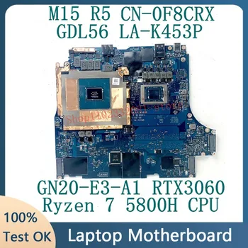 CN-0F8CRX 0F8CRX F8CRX За DELL G15 5515 дънна Платка LA-K453P с процесор Ryzen 7 5800H GN20-E3-A1 RTX3060 100% Тествани в добро състояние