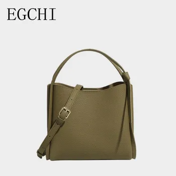 Egchi, однотонная Дамска кожена чанта-кофа, чанти-незабавни посланици Голям капацитет за жени, Класически дамски чанти през рамо, горещ дизайн