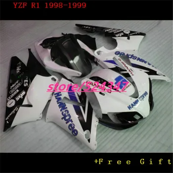 Hi-100% чисто нов комплект обтекателей, годни за R1 1998 1999 YZF R1 синьо черно-бял ABS комплект обтекателей YZF-R1 98 99 за Yamaha