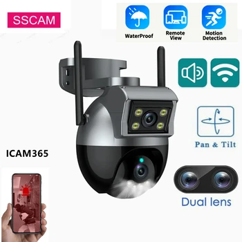 ICAM365 4-Мегапикселова камера, WIFI, камера, Външен AI Хуманоиден, Автоматично Следене на дома за Сигурност, Двупосочна аудио, Водоустойчива Инфрачервена камера за Сигурност