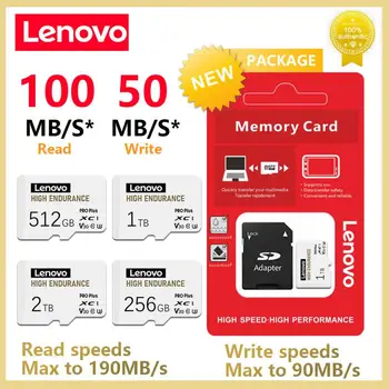 Lenovo Micro SD TF Карта 2 TB A2 1 TB SD TF Flash карта с Памет и Високоскоростна Карта памет 512 GB 256 GB 128 GB, 100 MB/vs/с За телефон/Камера
