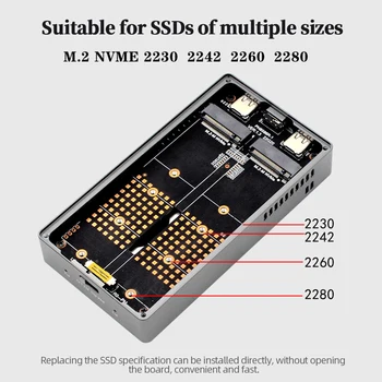 M. 2 NVME Кутия за твърд диск с две Отделения RAID Мобилни кутия за твърд диск Type-C USB 3.2 кутия за твърд диск Gen 2 20 gbps за Лаптоп Таблет