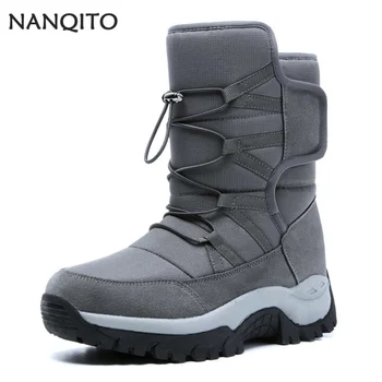 NANQITO, зимни мъжки обувки, чифт зимни обувки Плюс топло кадифе с цип отстрани, улични ежедневни къси ботуши, Устойчива мъжки памучен обувки