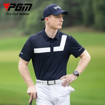 PGM Мъжки голф с къс ръкав, летни спортове, дишаща мек еластичен топ, дрехи за голф, мъжка спортна тениска за почивка YF580