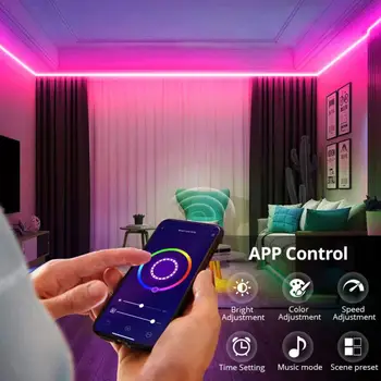 Sasha Smart Life WiFi Led неонова лента 12V APP Control Led лента RGB Неонова реклама Лента Украса Алекса Google Home