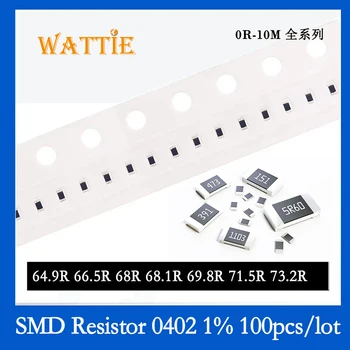 SMD резистор 0402 1% 64,9 R 66,5 R 68R 68,1 R 69,8 R 71,5 R 73,2 R 100 бр./лот микросхемные резистори 1/16 W 1.0 mm * 0,5 мм