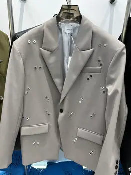 TD9021 Модерен мъжки палта и якета 2023 за модния подиум от полупрозрачен жаккардовой окото, нов китайски годишният свободен костюм дантела