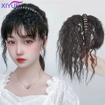 XIYUEBlack, къдрава коса с диаманти, директен лента за коса, тампон за коса, увеличава обема на косата, покрити с перука от бели косми, едно парче женски