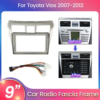 Автомобилна радиоприемная панел 2Din Рамка за Toyota VIOS Yaris 2007 2008 2009-2012 Комплект Адаптер за Стерео панел на арматурното табло, DVD-плейър Рамка Кабел