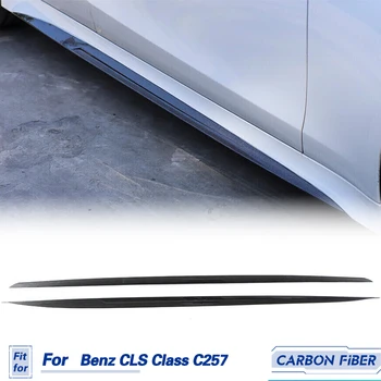 Автомобилни Странични Прагове От Въглеродни Влакна За Mercedes Benz CLS Class C257 Sport 2018 2019 автомобилни състезания Вратите и Странични Прагове Пълнители За Устни Престилки