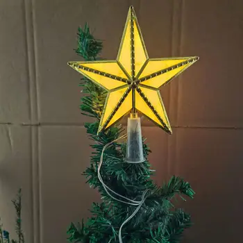 Аксесоари за партита, Искрящи led topper за Коледната елха, Водоустойчив светещи украшение под формата на петолъчна звезда с мек захранван от батерии