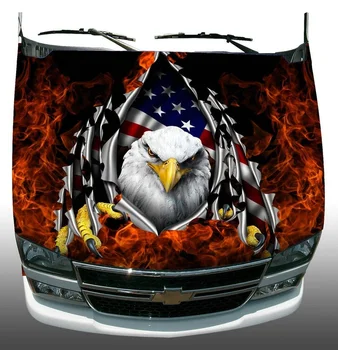Американският флаг, орел, разликата е, огън, пламък, Качулка, Обвивка, Vinyl Стикер, Графичен
