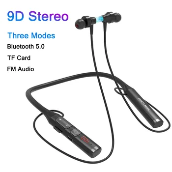 Безжична слушалка Bluetooth 5.0 Слушалки Hi-Fi 9D стерео Спортни слушалки, подвешиваемые на врата, Поддръжка на Bluetooth TF карти за Възпроизвеждане на FM звука