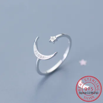 В момента пръстен от сребро 925 проба, откриващи пръстени Sweet Star Луната за жени, за Сватба парти, изискани бижута DS3444