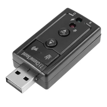 Виртуална звукова карта USB 7.1 3.5 мм, микрофон за слушалки и AUX, външен аудиоадаптер