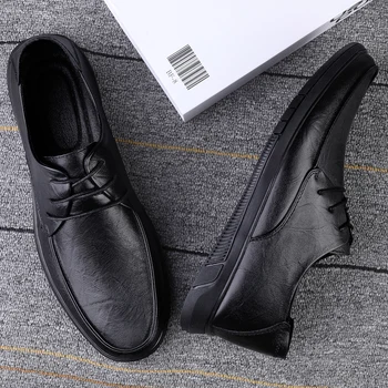 Висок клас класически мъжки обувки, Булчински обувки 2023 г., модни мъжки ежедневни обувки от естествена кожа, мъжки удобна бизнес обувки дантела