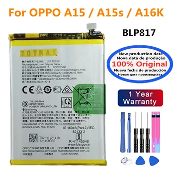 Висококачествен Оригинална Батерия BLP817 За OPPO A15 A15s A16K 4230mAh Smart Phone Battery Батерии + Номер за проследяване